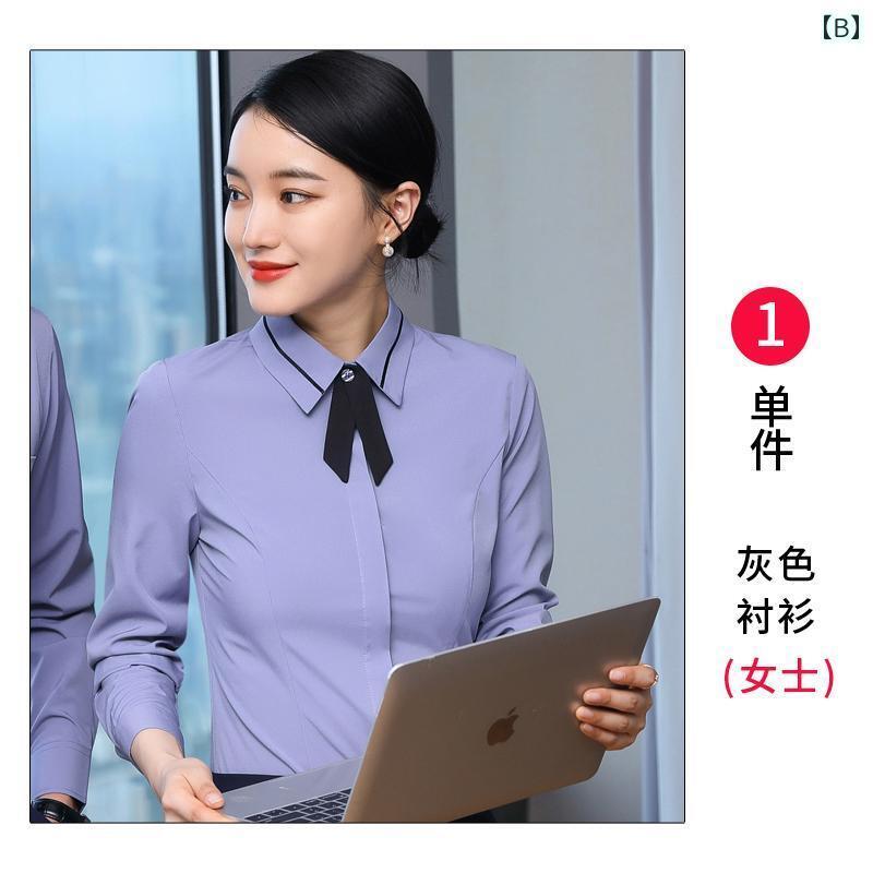 レディース ワーク ウェア ホテルの フロント デスク スタッフの 作業着 KTV ケータリング 秋用の ユニセックス プロ シャツ