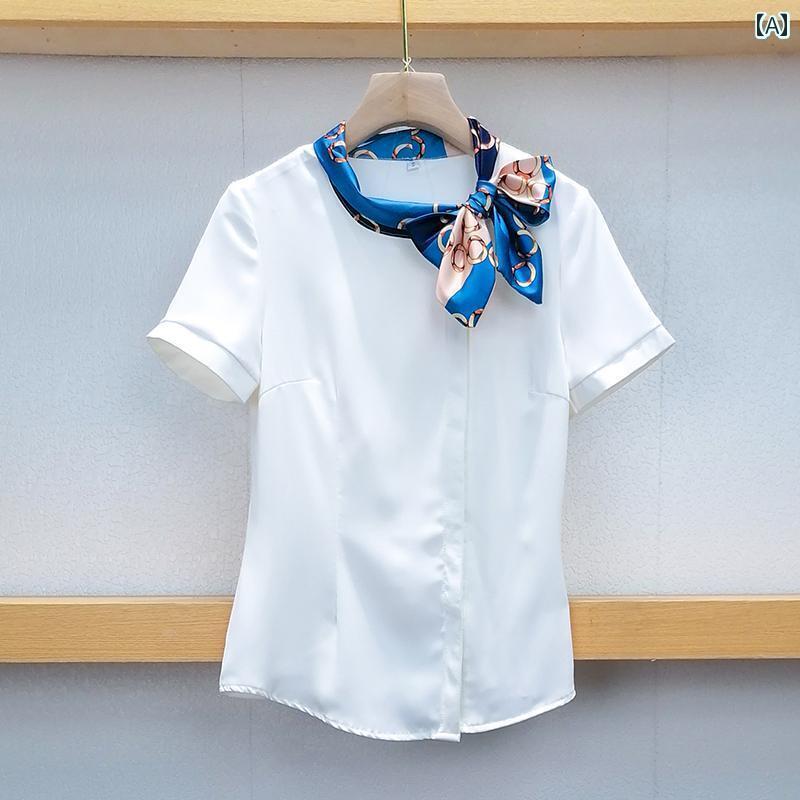 レディース ワーク ウェア スチュワーデスの プロ スーツ レディース 美容師 半袖 シャツ ウェイター ..