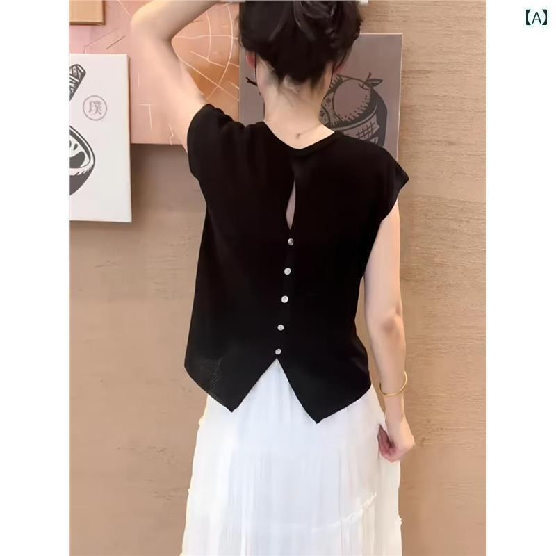 シンプル 半袖 ニット レディース 黒 裏 冷感 ニット 半袖 Tシャツ レディース 夏 薄手 大きいサイズ ..