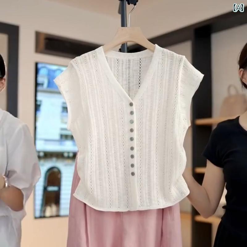 トップス 半袖 ニット 大きいサイズ 薄手 冷感 ニット セーター レディース 半袖 Tシャツ 夏 海外 Vネ..