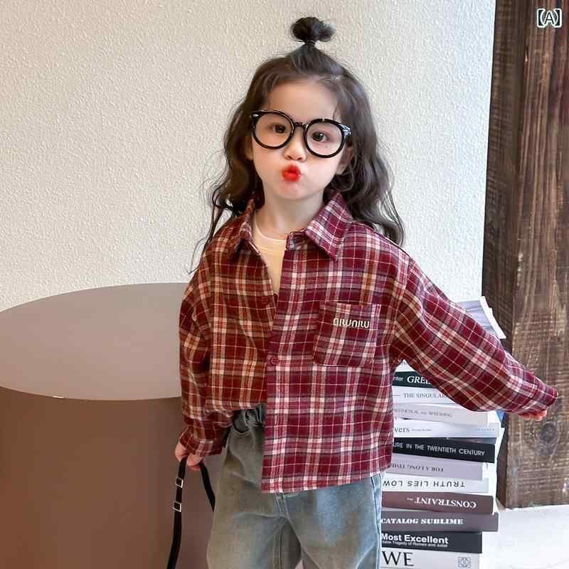 キッズ ブラウス 女の子用 女の子 チェック シャツ 春秋 スタイル 2025 子供服の おしゃれな ベビー 春..