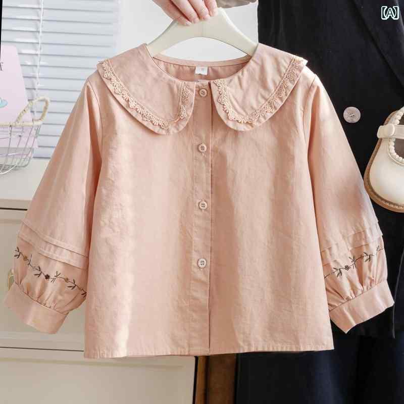 キッズ ブラウス 女の子用 女の子 シャツ 2025 春秋 子供用 おしゃれ 秋 長袖 トップス 子供服