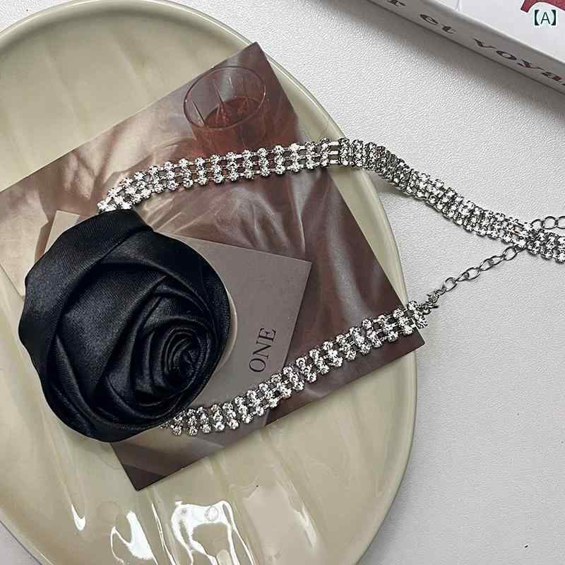 レディース チョーカー アクセサリー 2025年 ライン ストーンローズ フラワーネックレス ネット 高級 Y2K 甘くて クールな ホット ガール チョーカー ネックレス スタイル