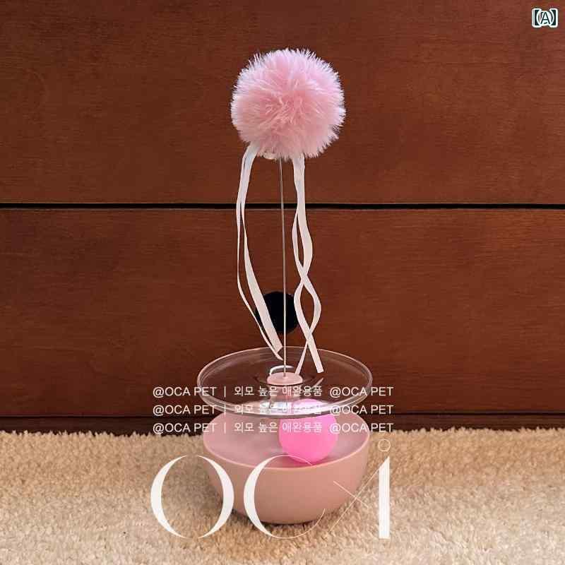 猫用 おもちゃ かわいい OCA フェザー キャット トイ スティック タンブラー セルフ ハイ ベル ファーボール ピンポン ボール 噛みつき 防止 猫用 おもちゃ