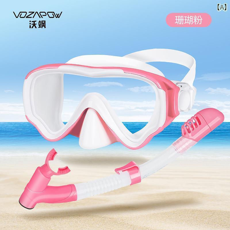 シュノーケリング マリン スポーツ vozapow 子供用 曇り 止め シュノーケリング マスク セット フル ドライ 呼吸 チューブ 水泳 用具