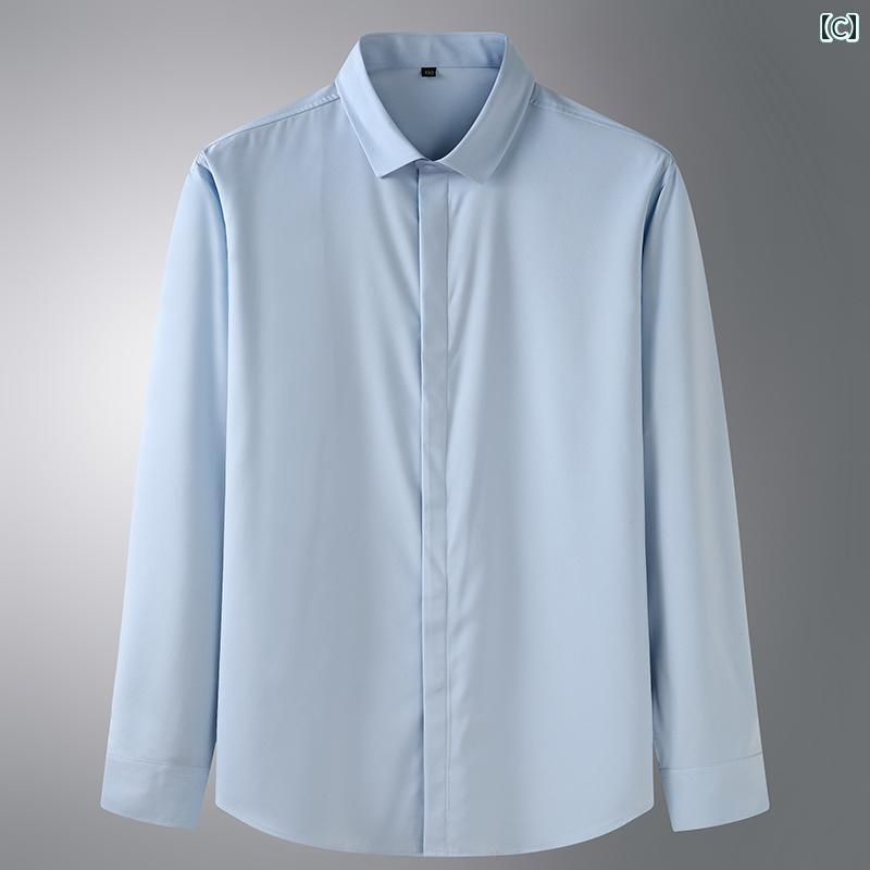 Yシャツ ワークシャツ　メンズ オール シーズン 対応の 大きめ サイズ 長袖 シャツ フリー アイロン ポリエステル 繊維 927 ポリウレタン 弾性 大きいサイズ ゆったり ビジネス カジュアル 男性に 適しています