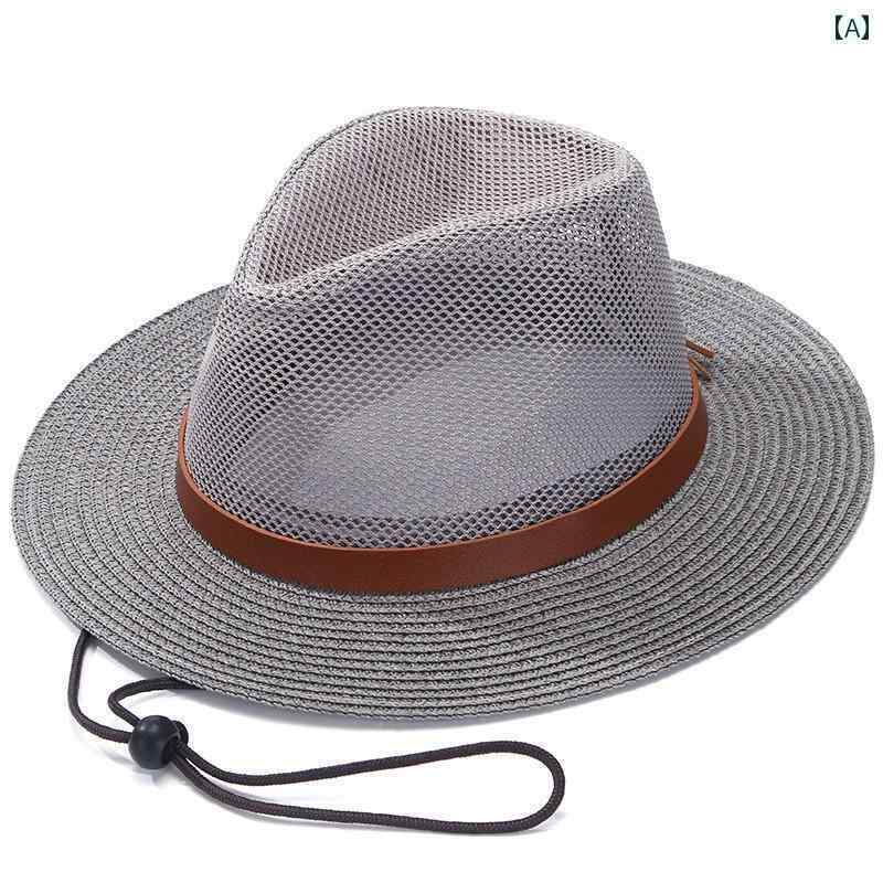 麦わら帽子 涼しい メンズ 帽子 男性 夏お父さん 麦わら 太陽の カジュアル トップハット 夏 通気性の ..
