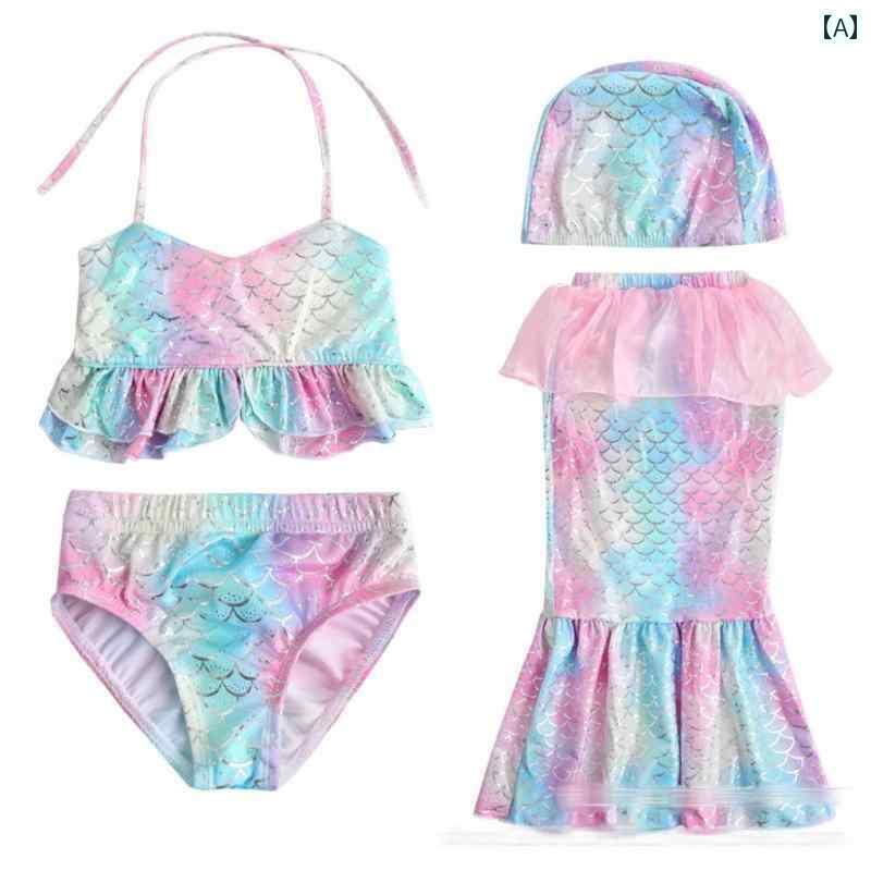 女の子用 かわいい マーメイド バブル ホーム ガールズ 水着 プリンセスマーメイド テール ビーチ ビキニ 子供用 ウエスタンスタイル