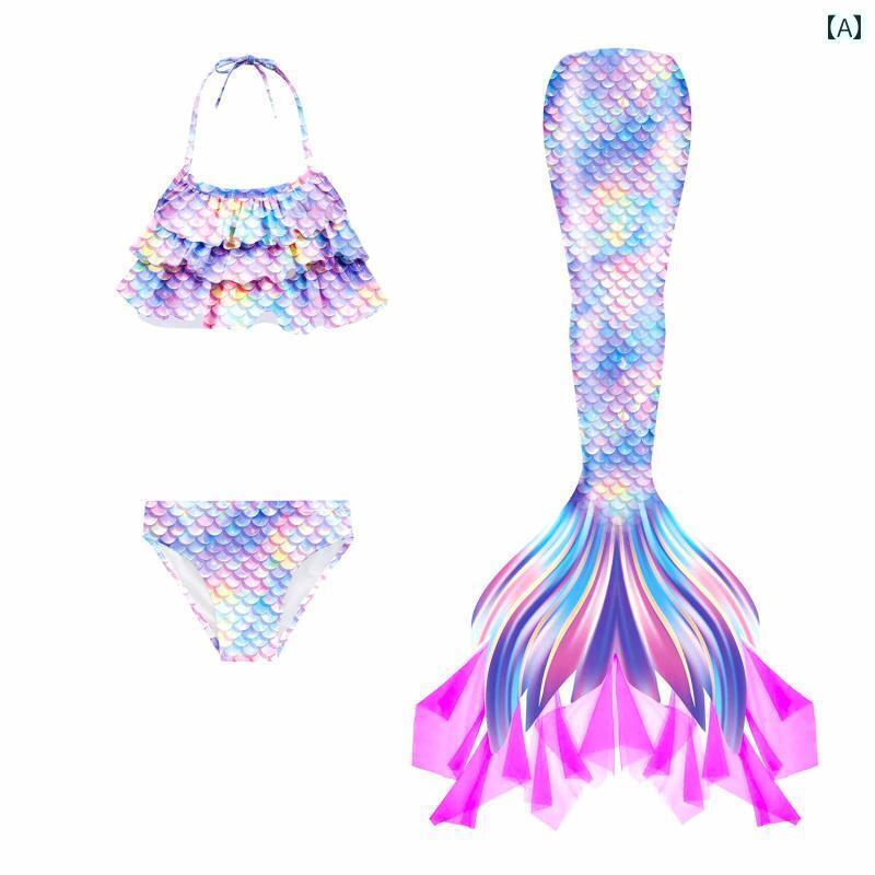 女の子用 かわいい マーメイド マーメイド 水着 子供用 テール 女の子 プリンセス チュール スカート ビーチ 海辺 バケーション ビキニ セット