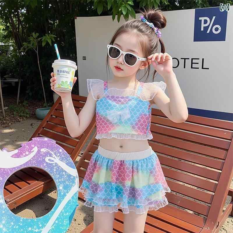 女の子用 かわいい マーメイド 女の子 水着 ドレス 2025年 速乾 夏 ベビー スプリット カラフル マーメ..