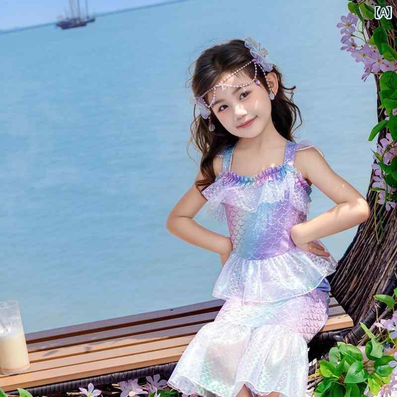 マーメイド キッズ用 女の子用 マーメイド テール 水着 2025夏 スタイル 子供用 セット プリンセス