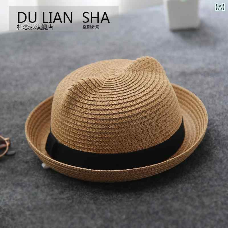 キッズ かわいい 麦わら帽子 子供用 麦わら 帽子 おしゃれな 男の子と 女の子 サンハット 3 ～ 6歳 ベ..