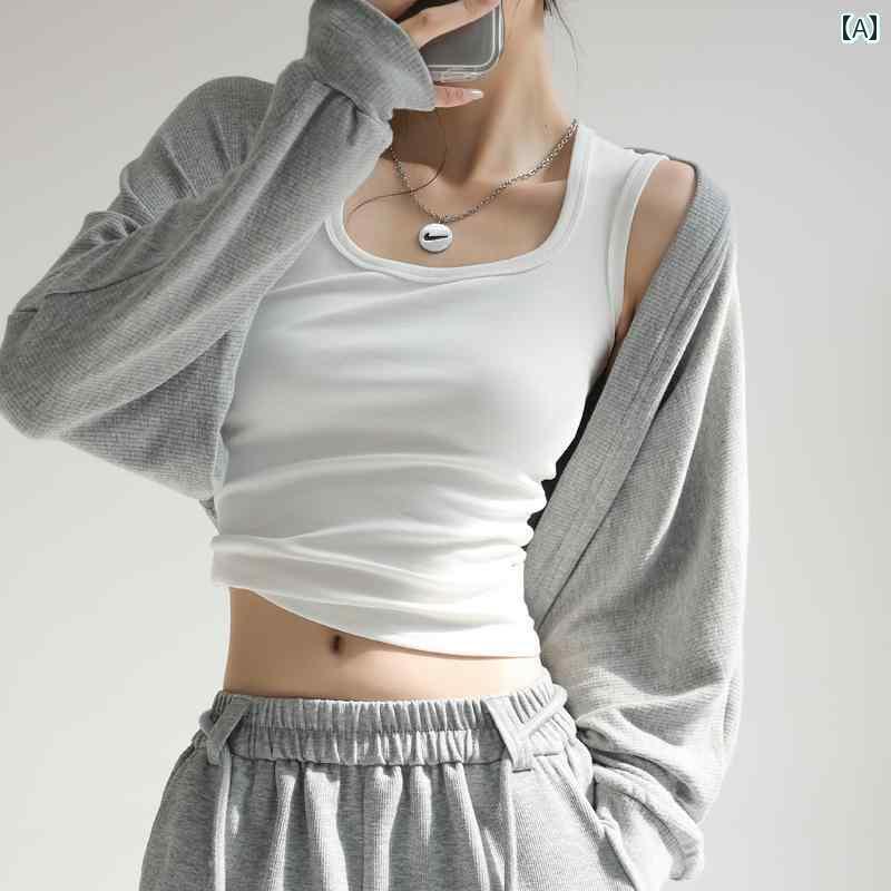 インナー キャミソール レディース 女性用 グレー キャミソール 2025 夏 コットン アウター サイド 胸 カバー I 字型 ワイド ショルダーストラップ ボトムス スクエアネック ウエスト コート