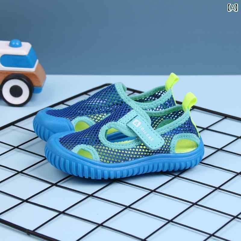 快適 キッズ用 シューズ 夏 男の子 メッシュ 通気性 サンダル 女の子 ベビー 幼稚園 室内 靴 子供 ソフト ソール ビーチ シューズ