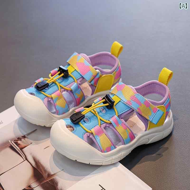 快適 キッズ用 シューズ 女の子用 アウトドア リバート レーシングシューズ 2025夏 子供用 ソフト ボト..