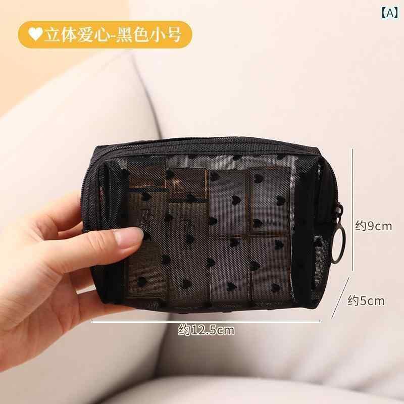 小物 アクセサリー バッグ レディース 透明 メッシュバッグ ポータブル 化粧 バッグ 小型大容量 シンプ..
