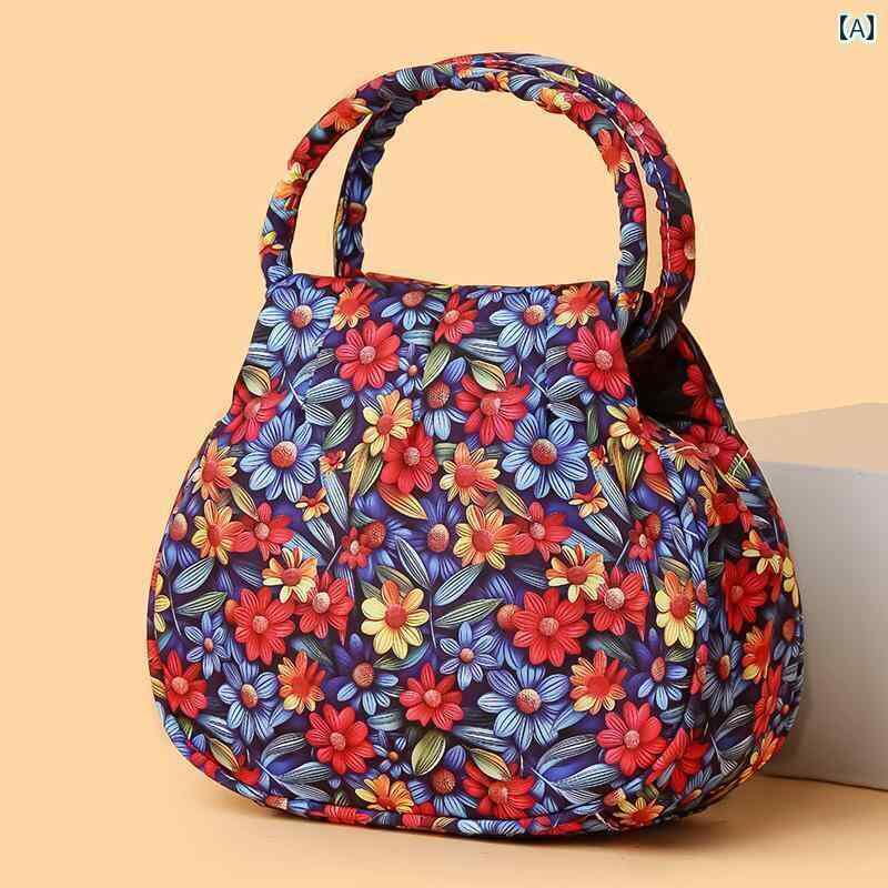 小物 アクセサリー バッグ レディース レディース ハンドバッグ 花柄の 小さい ラウンド バッグ カジュアル ミニ 手持ちの 布 マザー ショッピング コイン スマートフォン