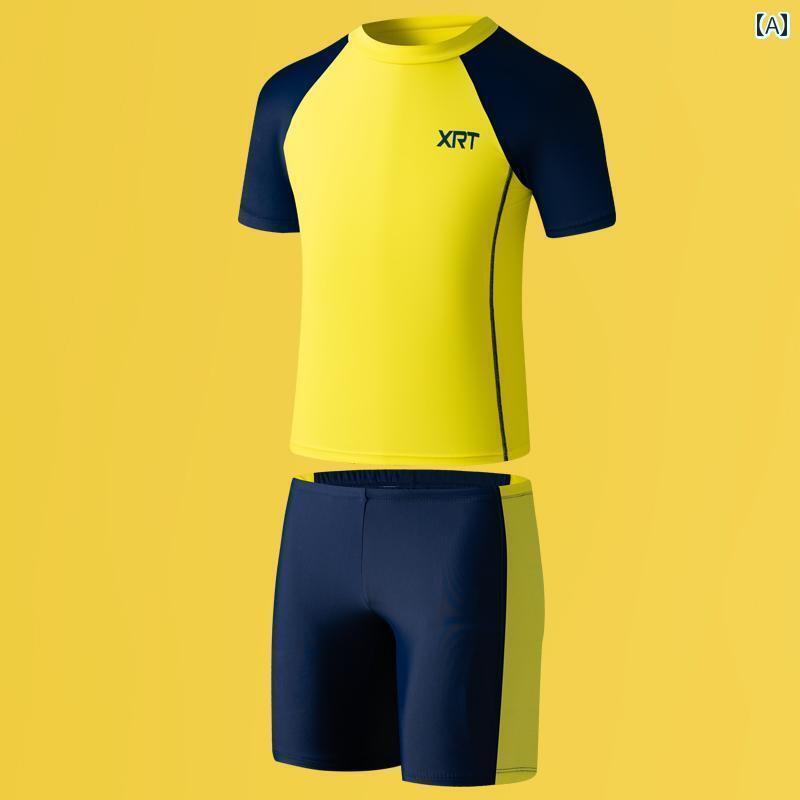 メンズ 水着 セット スプリット 水着 中学生 男子 イエロー キッズ 中大 サイズ 子供用 プロ トレーニ..