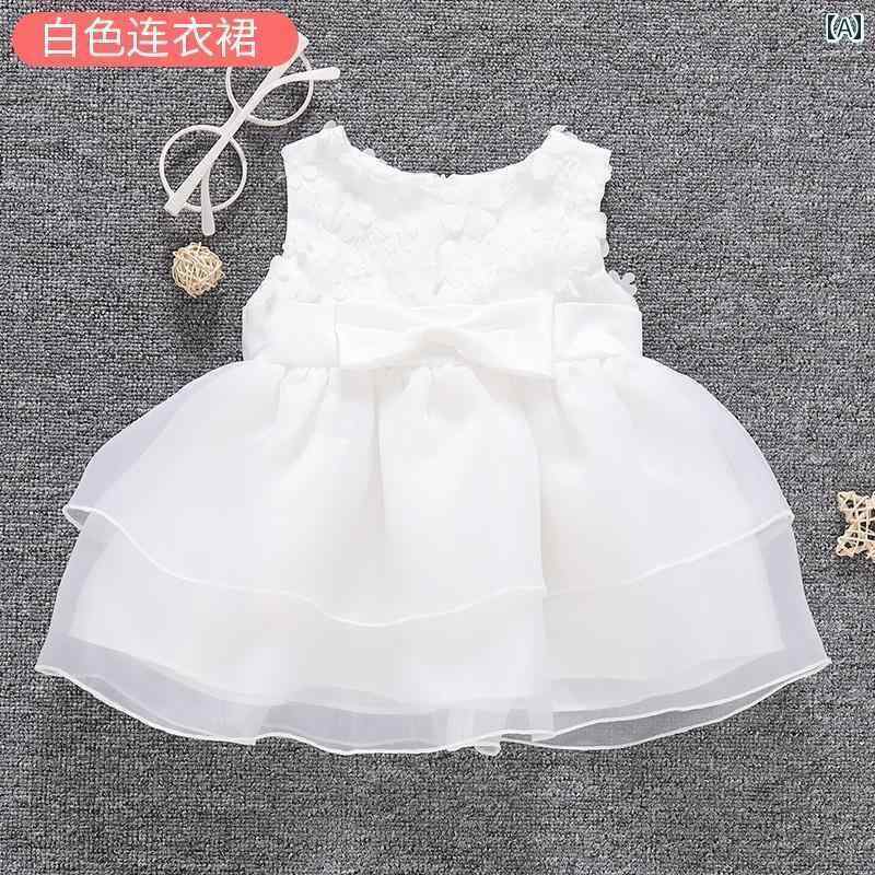 かわいい ドレス ベビー 女の 赤ちゃんの 夏の ドレス 小さい スカート 百日 ガーゼの 一歳の ドレスを..