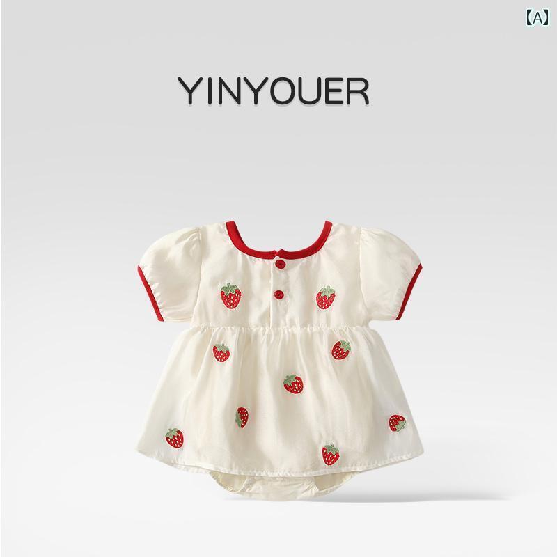 かわいい ドレス ベビー ベビー 夏服 幼児 ジャンプスーツ プリンセス ドレス ロンパース 夏 薄手 かわ..