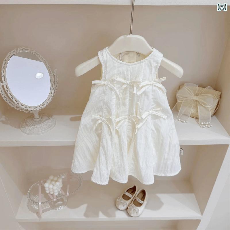 かわいい ドレス ベビー ベビー 服 夏 女の子 スーパー フェアリー ホワイト ドレス 韓国 スイート ガ..