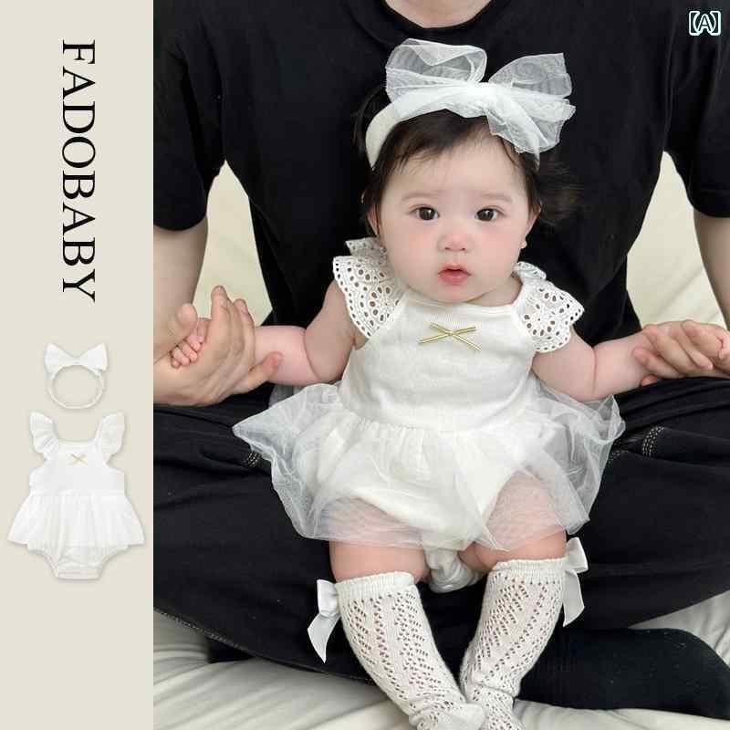 赤ちゃん用ドレス かわいい 新生児用の 夏の ベビー 服 ワンピース 女性用 メッシュ ドレス 満月 百日 プリンセス 秋