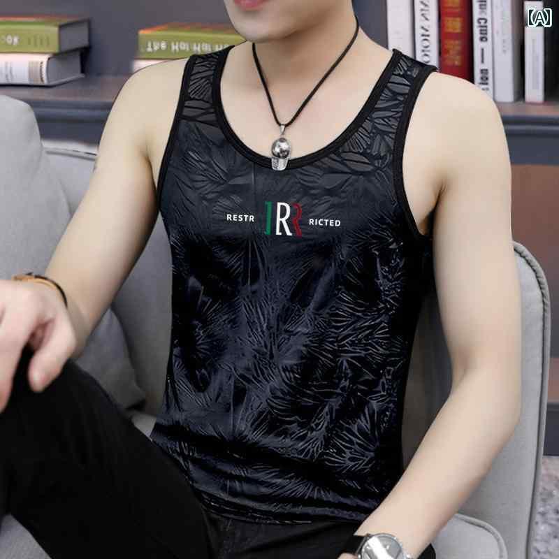 メンズ インナー シャツ メンズ ベスト 2025 夏 冷感 ノースリーブ インナーウェア ベース 薄手 通気性..