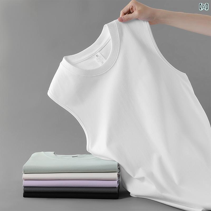 メンズ インナー シャツ 夏 メンズ ゆったり コットンベスト スポーツ ベスト Tシャツ 薄手 無地 レイ..
