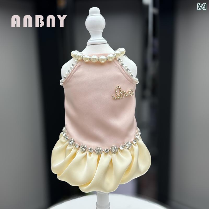 わんちゃん用 ドレス アン ベニの 犬 服 レトロ シーズー マルチーズ ラインストーン パール 春夏 スカ..