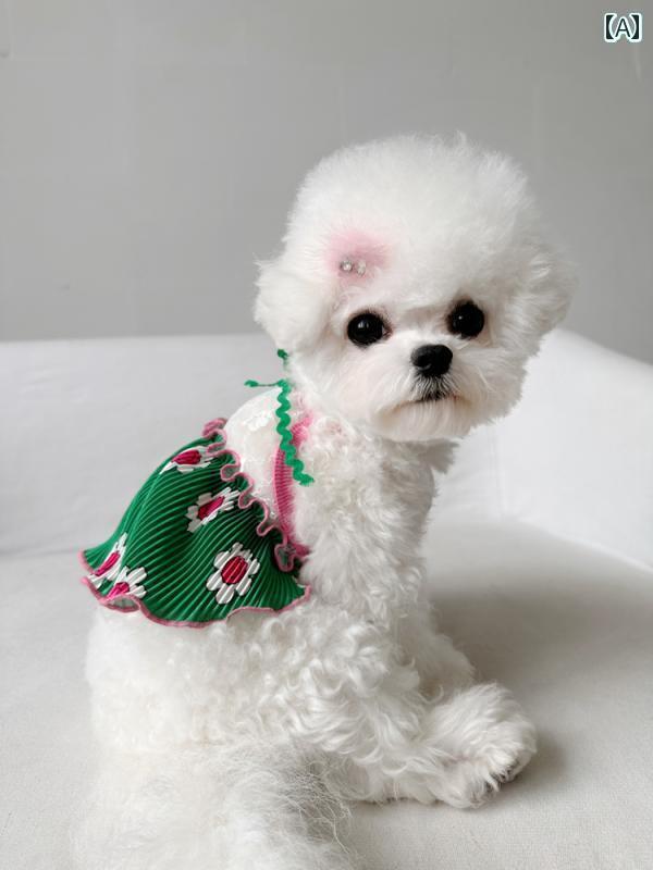 小型犬用 ドレス かわいい 犬用 サマー スカート ドレス ビション テディ 太った 犬 フレンチ ブリー ..
