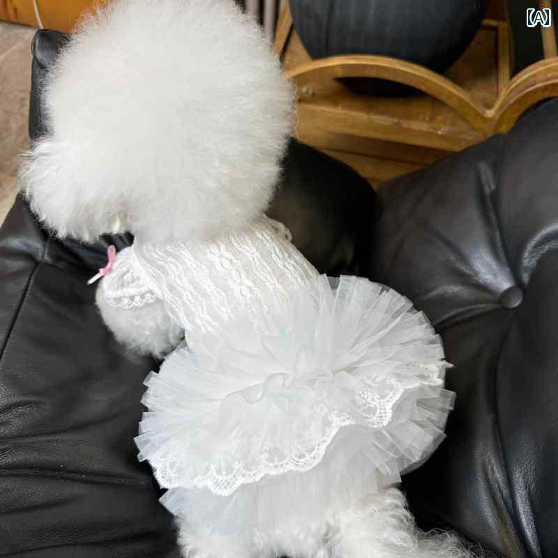 小型犬用 ドレス かわいい ビション テディ 小中型 ペット 服 春夏 レースの ウェディングドレス ふわ..