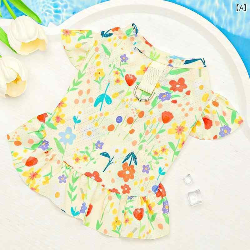 小型犬用 ドレス かわいい 冷感の 大型 犬用 夏用 通気性 ドレス 子供服 猫用 テディベア ゴールド フ..