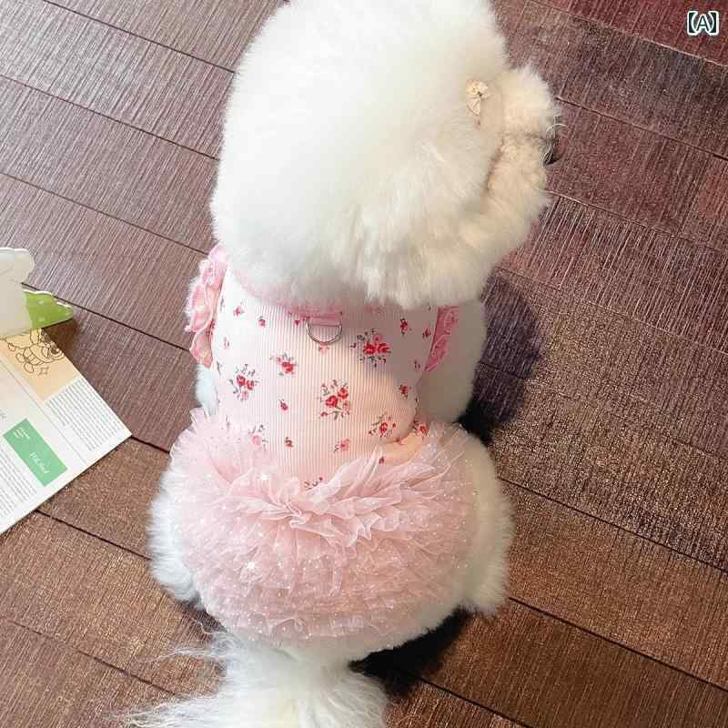 小型犬用 ドレス かわいい ペットの 美しい 服 犬 花柄 ふわふわ スカート 小型 夏 薄手 猫 誕生日 ド..