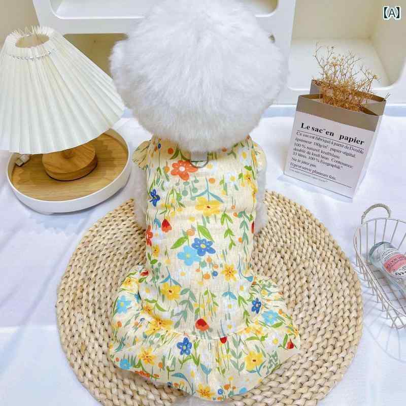 かわいい わんちゃん ドレス コーギー 柴犬 ビションフリーゼの 犬 服 2025 春夏 薄手 プリンセス スカ..