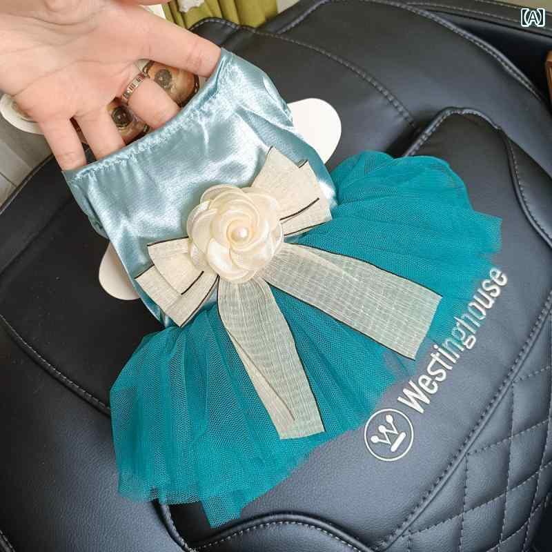 かわいい わんちゃん ドレス パオ ミ ジャン モンロー ウェディングドレス ペット 服 犬 スカート テディベア 夏 青と 緑の ドレス プリンセス