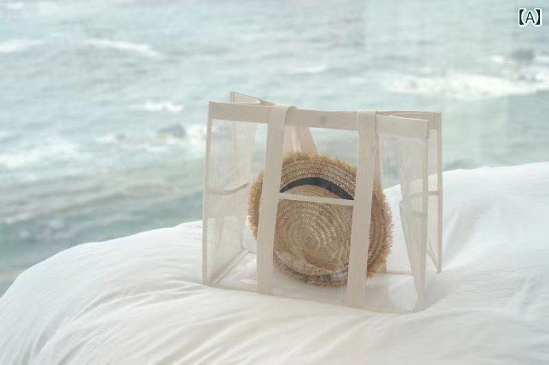 ビーチ バッグ スイミング 韓国 休日 旅行 透明 ビーチ バッグ大容量 水泳 バッグ ファッション フィットネス 子供の おもちゃ 収納