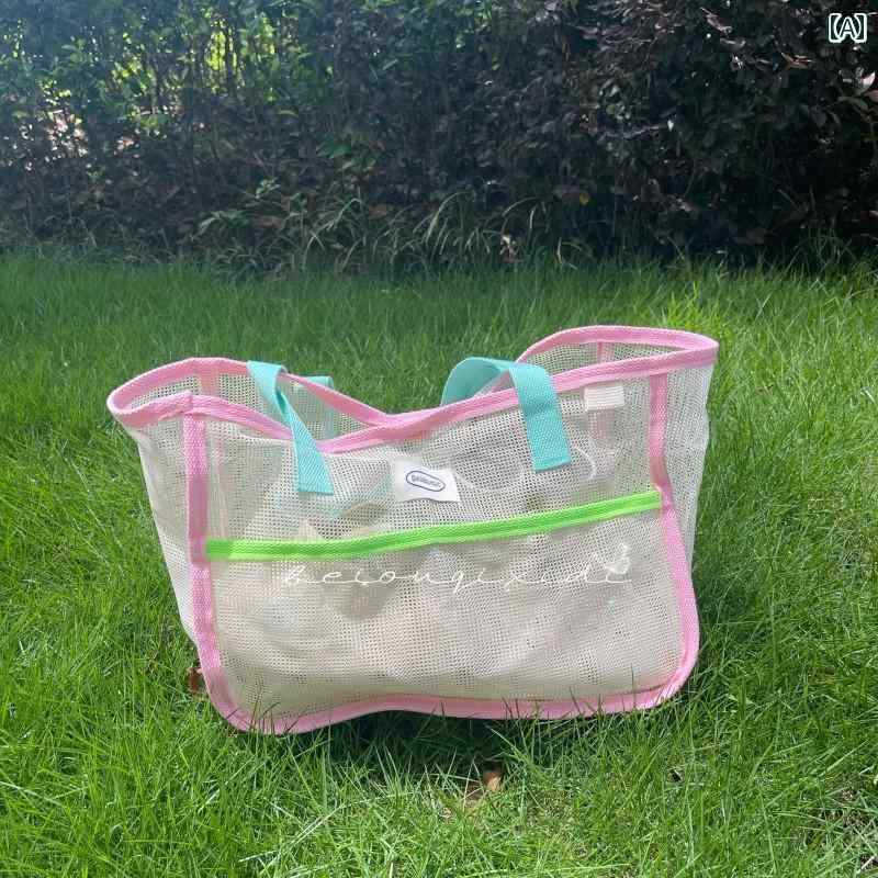 ビーチ バッグ スイミング 韓国 の ビーチ バッグ。大容量の ショルダーバッグ。 お出かけ用 水着 バス..