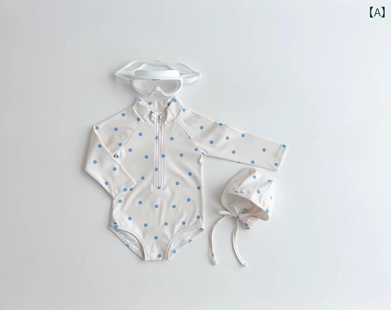 ベビー用 水着 1 ～ 3歳の 女の子用 ワンピース 長袖 水着 新生児 6ヶ月の 幼児用 水泳用 服 水泳 帽 ..