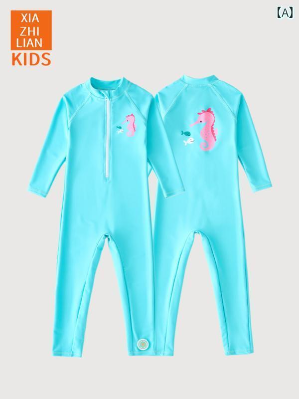 ベビー用 水着 子供用 水着 ワンピース 女の子と 男の子 長袖 ズボン 日焼け防止 ビーチ ベビー サーフ..