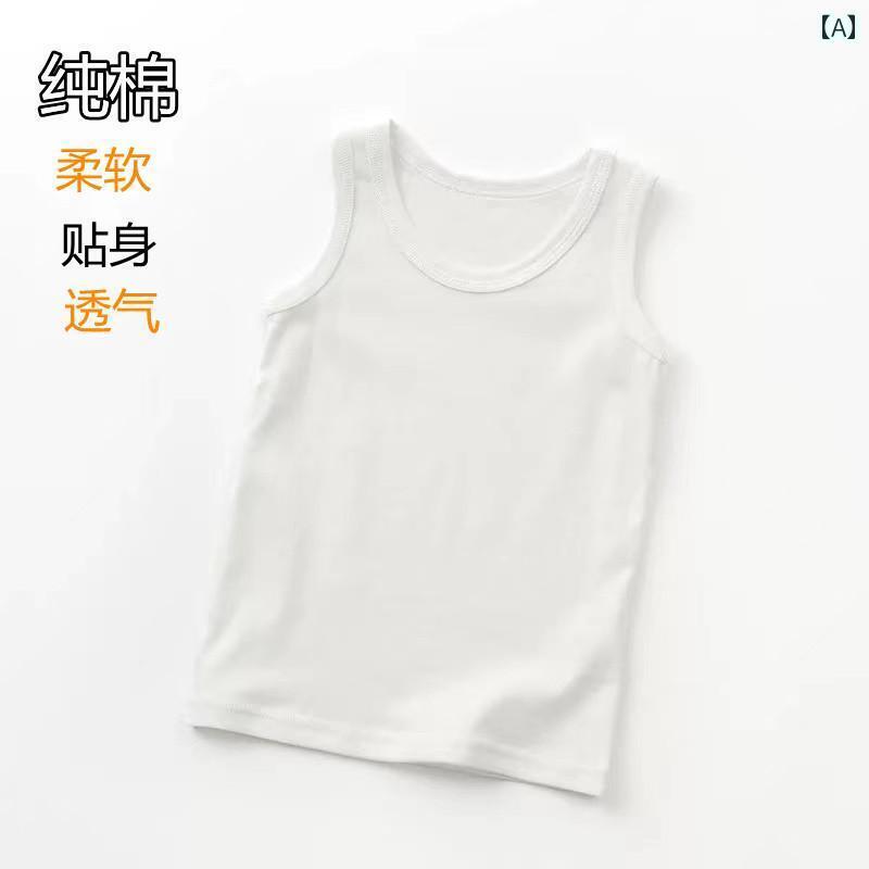 キッズ用 キャミソール タンクトップ 綿の 男の子と 女の子 綿 スリング リブ ベスト 夏 薄手 ベビー ..