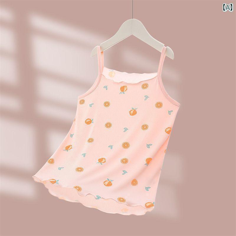 キッズ用 キャミソール タンクトップ 女の子 夏用 キャミソール ベスト で スタイリッシュな 中大 サイ..