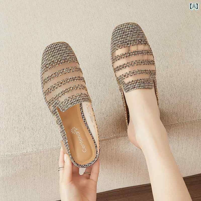 ミュール サンダル レディース 包 頭 ハーフ スリッパは 夏に アウターと して 着用 する 女性用でで 通気性が あり 2025年の ミュール 厚手 ヒール な 靴 サンダルです。