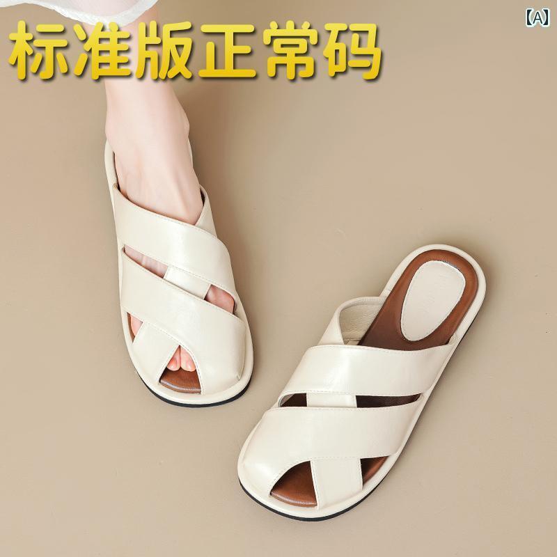 ミュール サンダル レディース 包 頭 ハーフ スリッパ レディース アウター な サンダル 2025夏の ミュ..