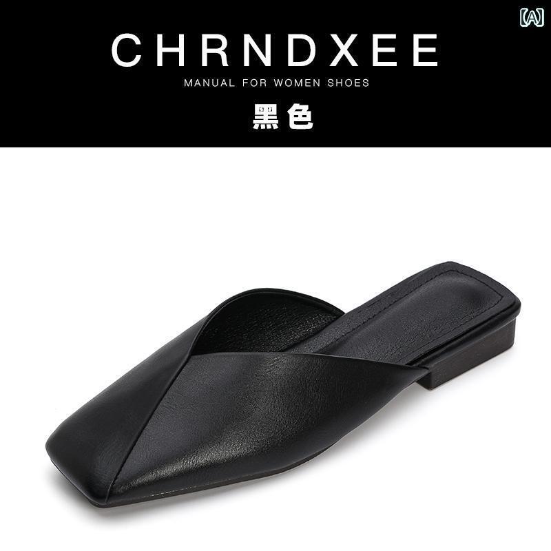 ミュール サンダル レディース 第 一 弾 | スクエアトゥ フラット シューズ レトロ ミュラー クローズド トゥ ハーフ スリッパ レディース 韓国 カジュアル 快適 シングル