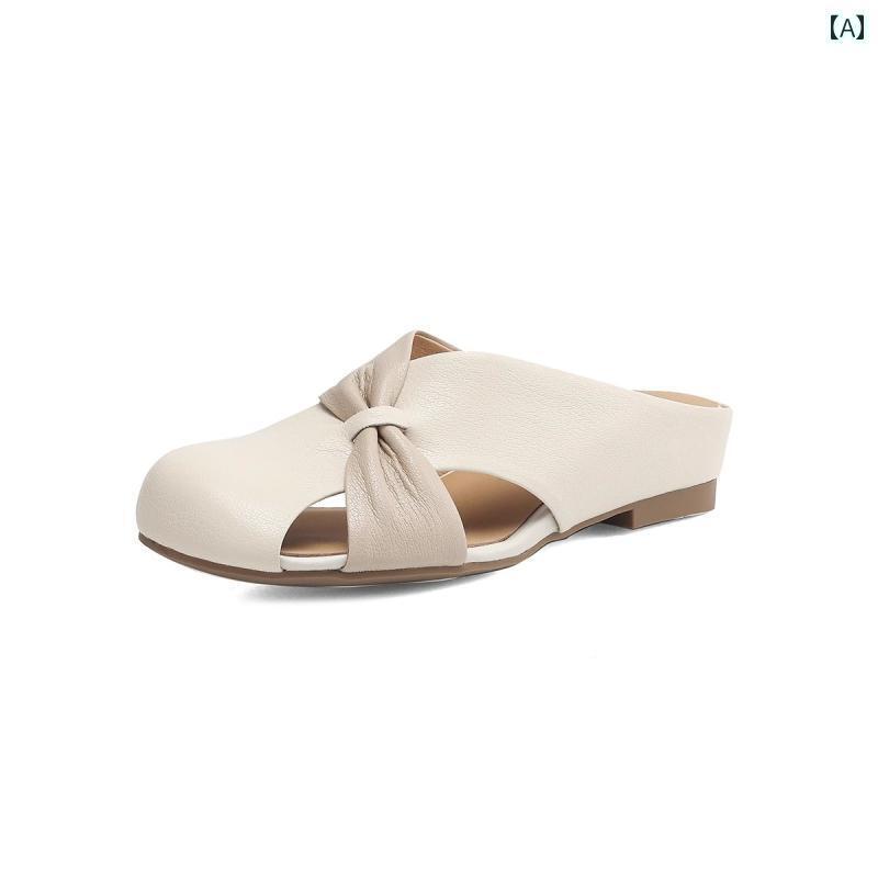 ミュール レディース 上品 Mu Xiaoxi WvavWの な シープスキンの ハーフ スリッパ ワン ステップ スリッポン ソフト ソールの ミュール