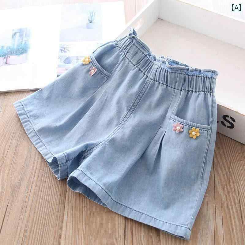 子供用 ショートパンツ 女の子用 ボウ レース デニムショートパンツ 2025夏 子供服 幼児 子供用 コット..