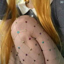 網タイツ レディース ストッキング 海辺の お出かけ用 アクセサリー ドーパミン カラーの 星型 フィッシュ ネット ストッキング 引火 点 ラインストーン ス...