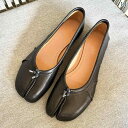 バレエ スタイル シューズ トップ プリーツ スプリット トゥシューズ レディース 2025 春 豚 足 足袋 バレエ シューズ シープスキン 浅口 フラット