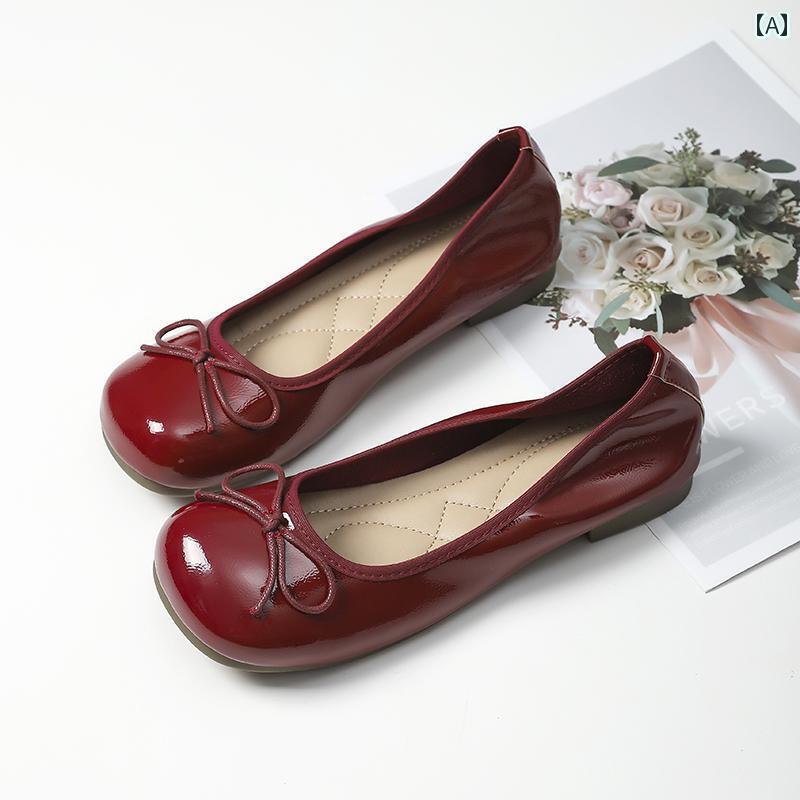 バレエ スタイル シューズ 女性用 レッド シューズ 夏用 スーパー ソフト トゥシューズ エッグロール ..