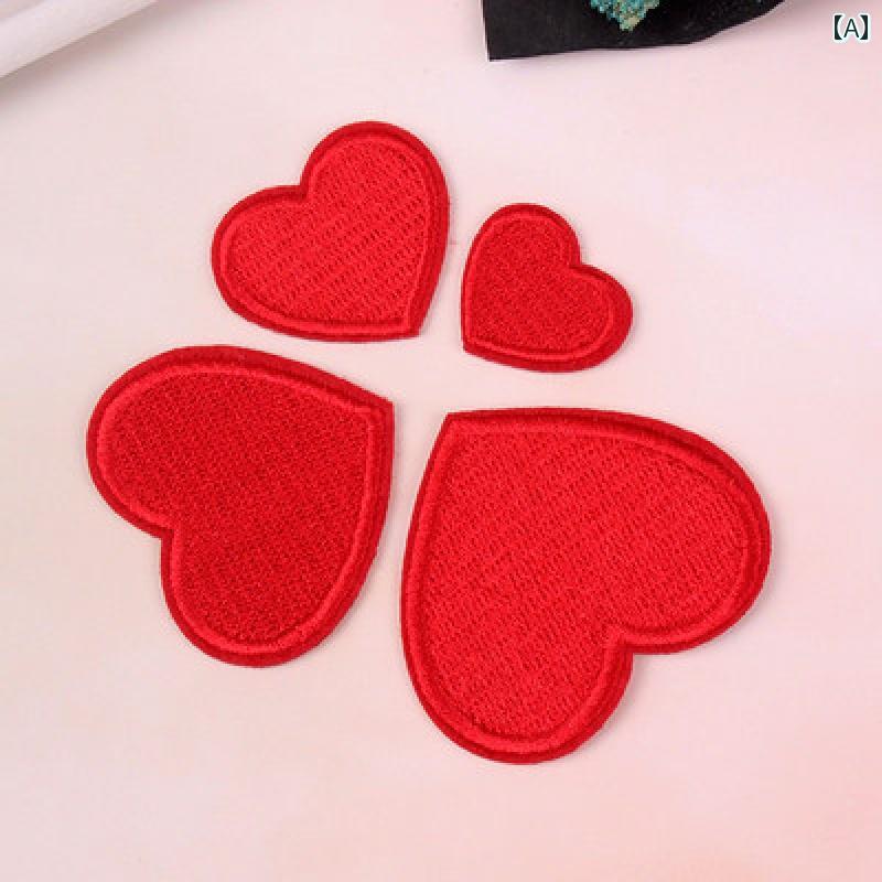 パッチ ステッカー 愛の 刺繍 布 パッチ かわいい ハンドブック ミニ ステッカー 服の 装飾 ピーチ ハ..